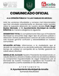 Ayuntamiento de Arcelia niega detención del alcalde Ángel Bustos, pero edil permaneció ausente de actos públicos