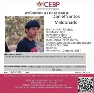 Piden ayuda para localizar a joven desaparecido en Chilpancingo