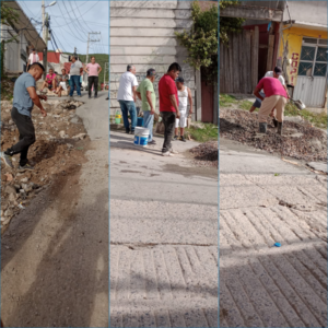 Ante falta de atención de las autoridades, transportistas reparan calle principal de la colonia San Rafael Norte en Chilpancingo