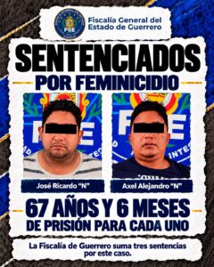 FGE Guerrero obtiene sentencias de más de 67 años por feminicidio en Taxco