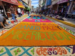 Miles acompañan al Señor del Nicho en Tlapa; tapetes claman por justicia y el fin de la violencia