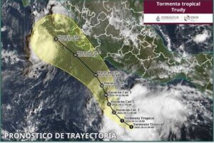 Protección Civil alerta por lluvias intensas ante fortalecimiento de la tormenta tropical “Trudy”